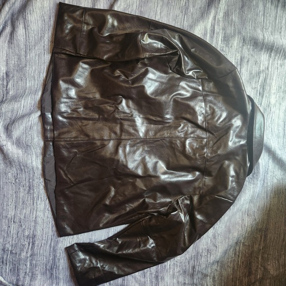 A‎ New Day Faux Leather Jacket Brown Button Front Blazer 1X - Picture 11 of 12